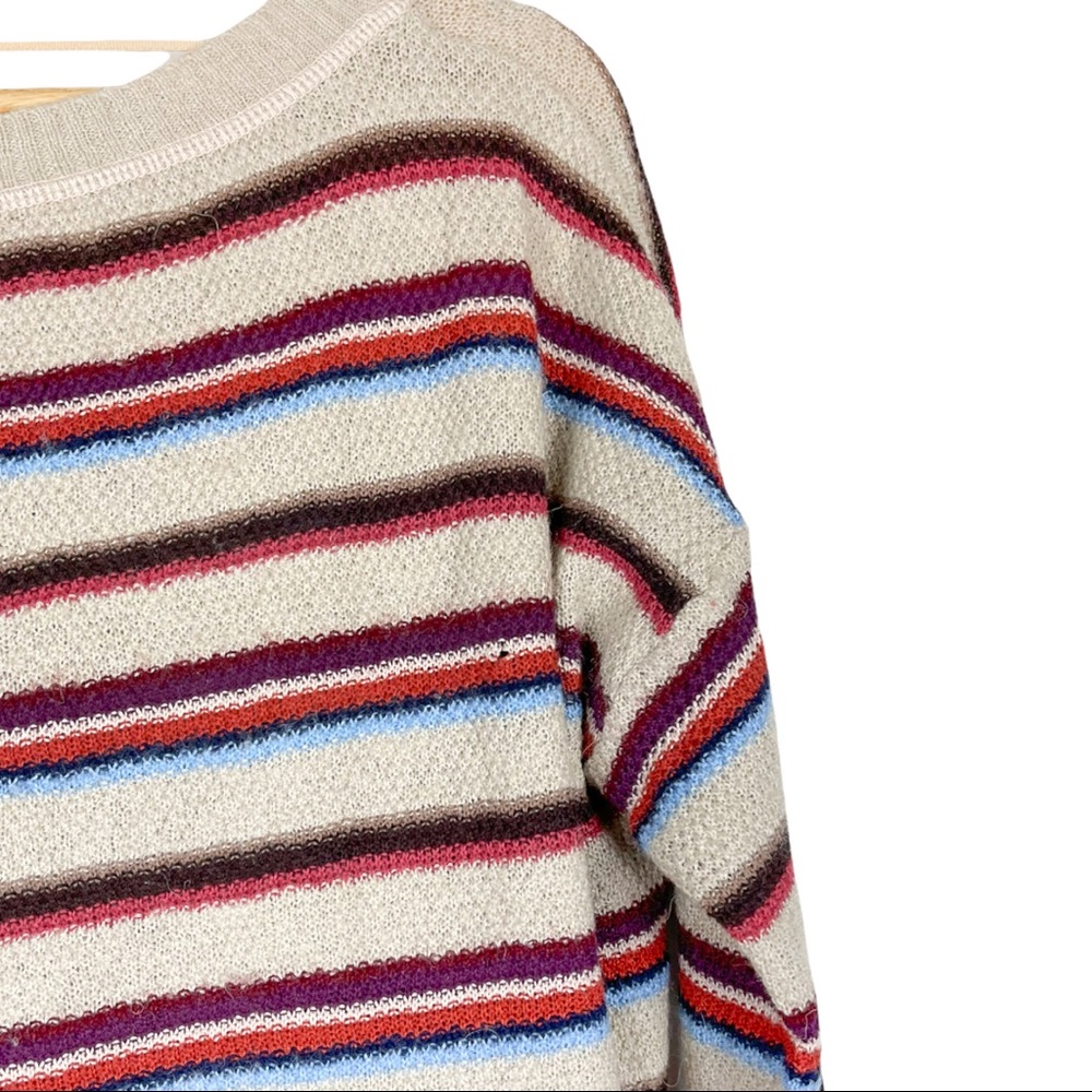Free People Beach Roadtrip Striped Hi-Low Sweater Tan Size Small - Picture 5 of 8